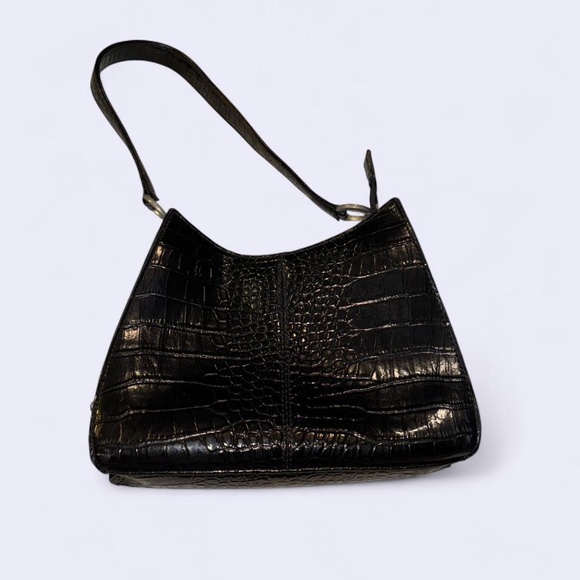 liz claiborne Black crocodile embossed shoulder bag with silver hardware - Picture 1 of 3